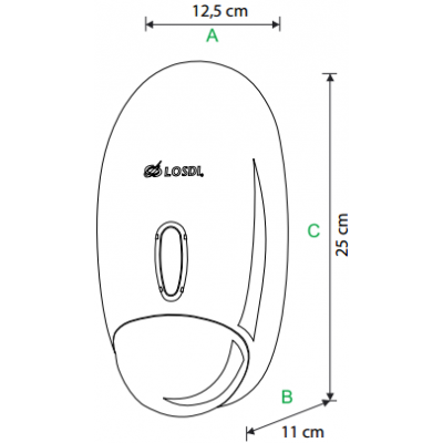 Dozownik do mydła w płynie LOSDI ABS 1 l - wymiary